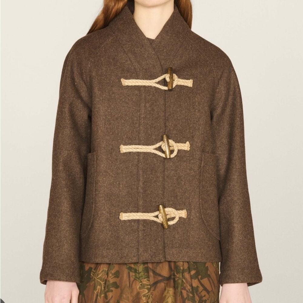 YMC Erkin Wool Duffle Jacket Brown 100% Wool Toggle XL NWT Minimalist Coat